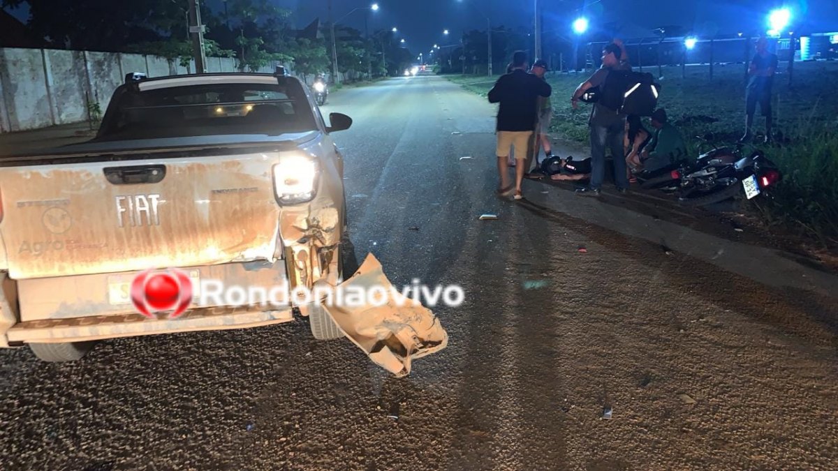 ESTRADA DO JAPONÊS: Motociclista sofre fratura na perna após colidir na traseira de carro 