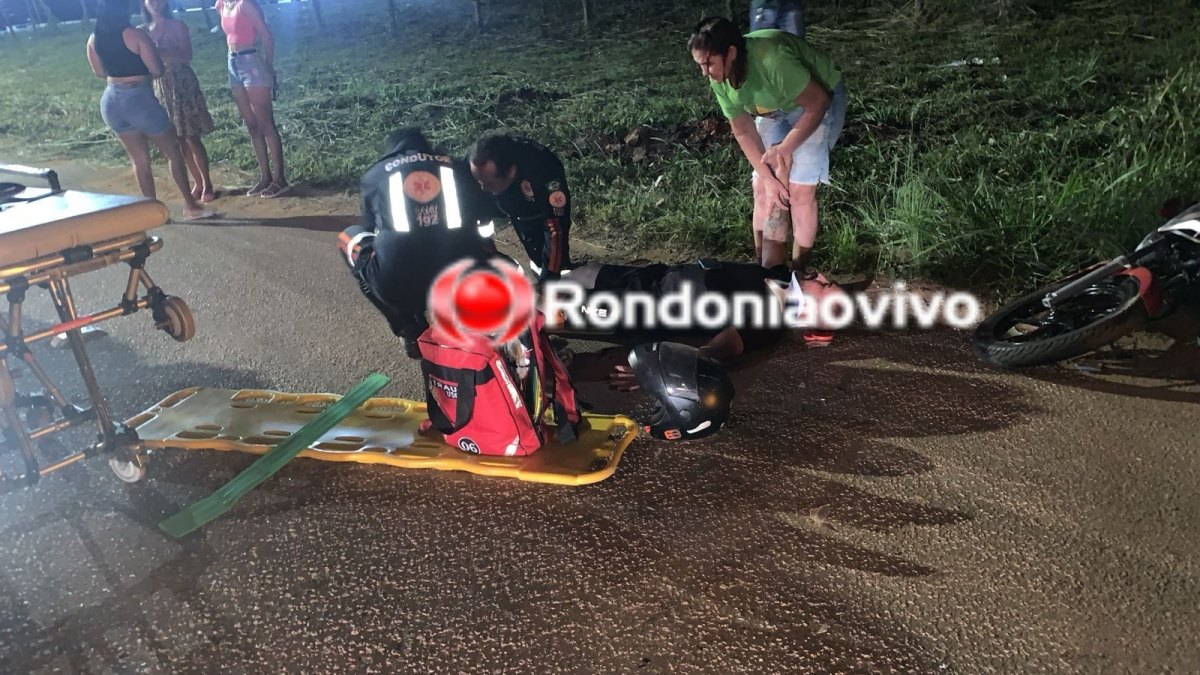 ESTRADA DO JAPONÊS: Motociclista sofre fratura na perna após colidir na traseira de carro 