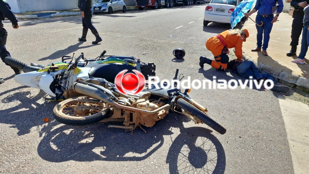 PRÓXIMO AO CPA: Vídeo mostra grave acidente envolvendo moto da PM