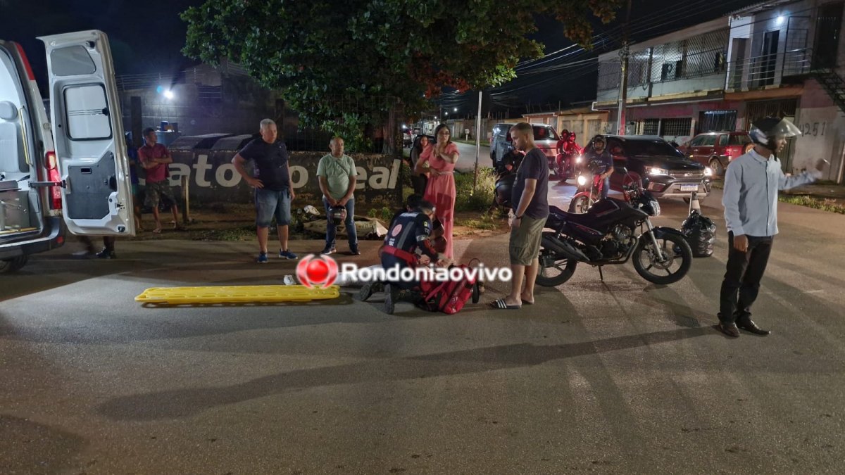 CALADINHO: Passageira de moto é socorrida pelo SAMU após acidente na Geraldo Siqueira 