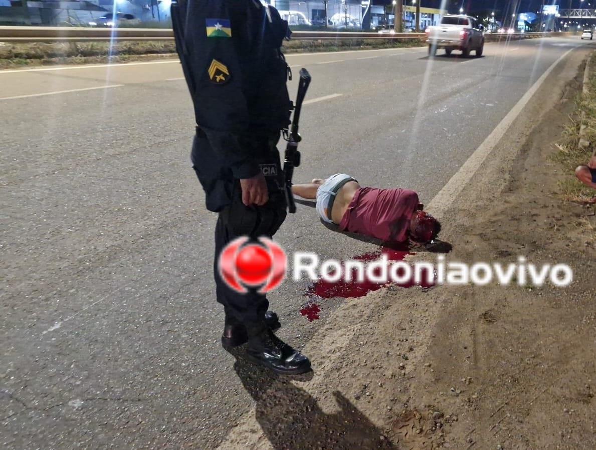 PERDEU O CONTROLE: Ciclista fica com grave ferimento na cabeça em acidente na BR-364 