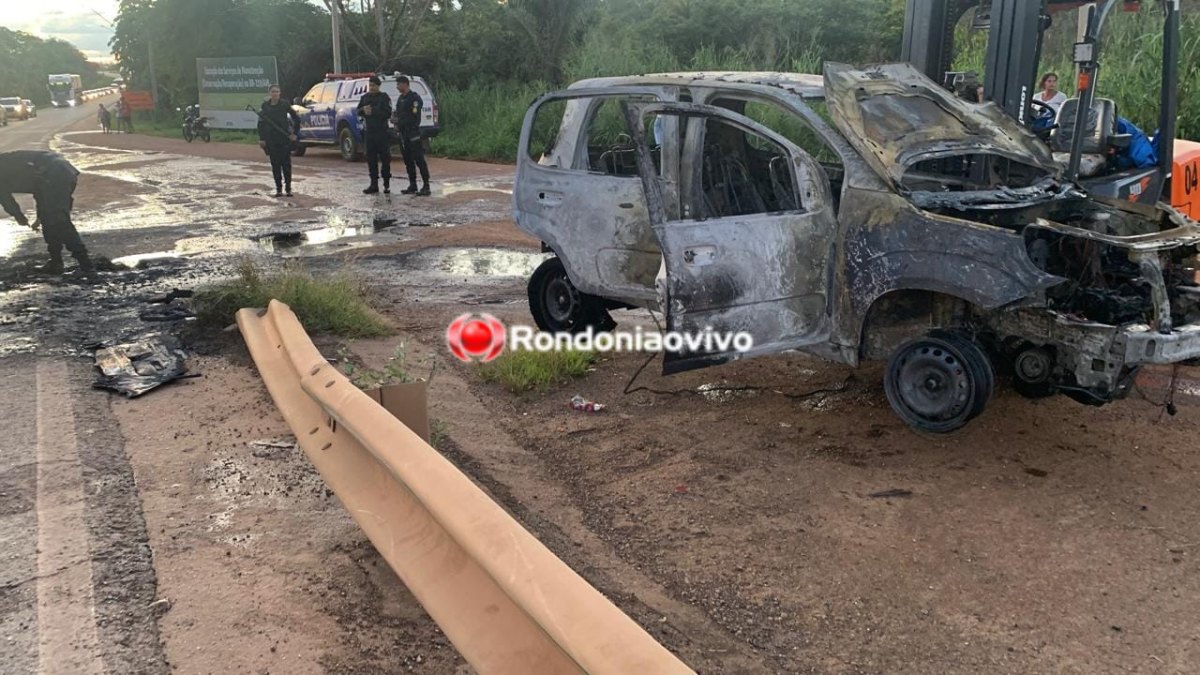VÍDEO: Carro é destruído por incêndio na ponte do rio Madeira 
