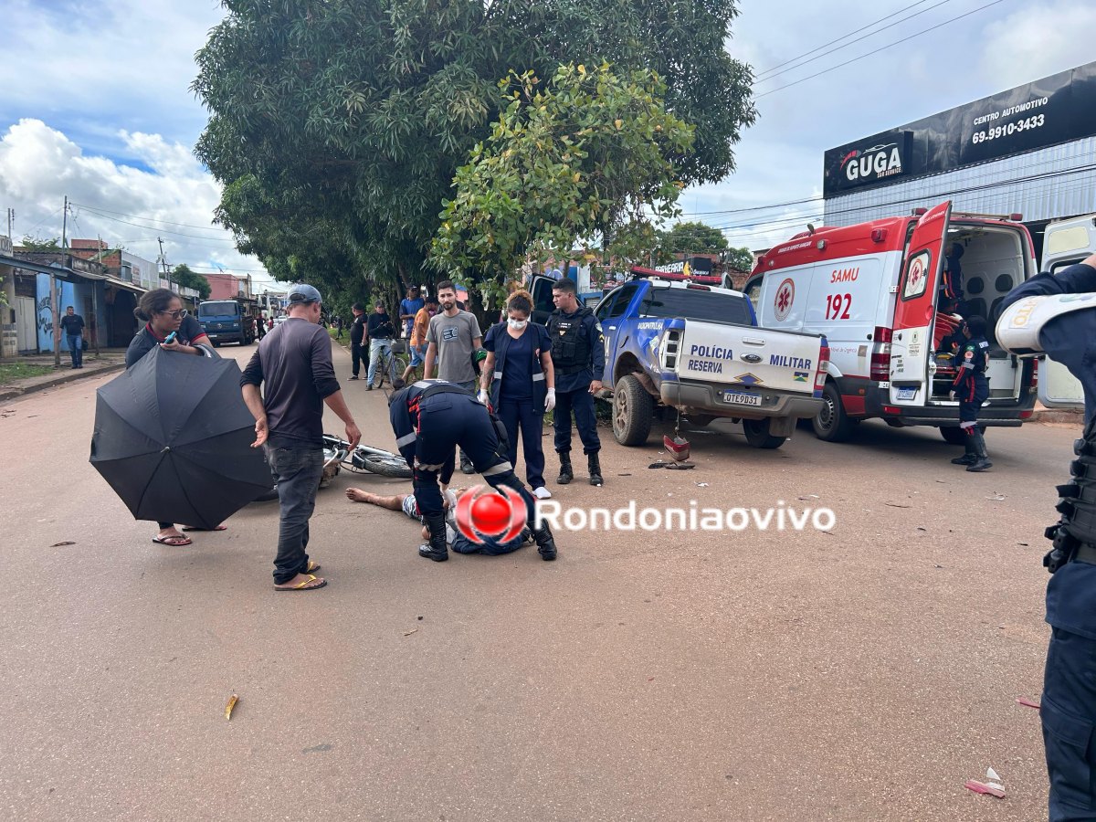 ASSISTA: Viatura da PM se envolve em grave acidente com motociclista durante perseguição
