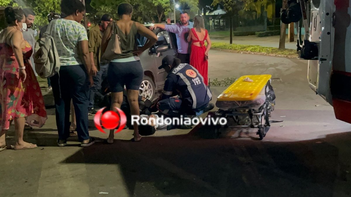 URGENTE: Motociclista sofre fratura exposta após motorista de Sandero avançar 