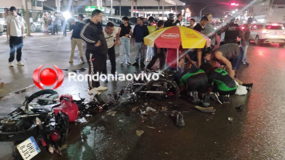 URGENTE: Grave acidente entre quatro veículos deixa três motociclistas feridos 