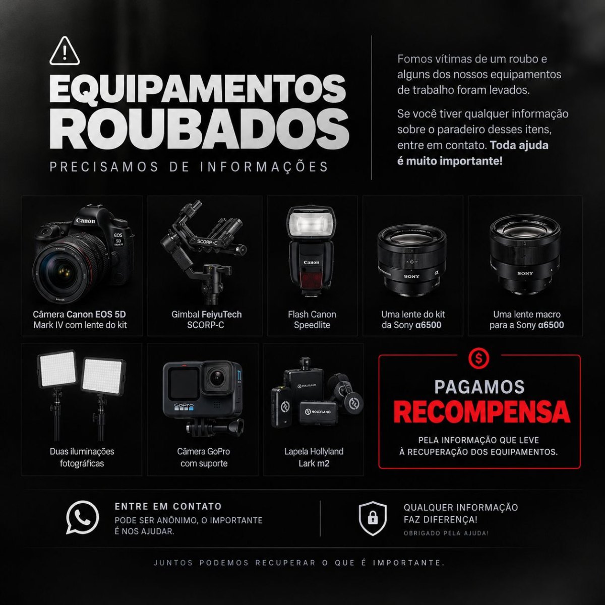 VÍDEO: Criminoso invade casa, furta equipamentos fotográficos de alto valor e foge
