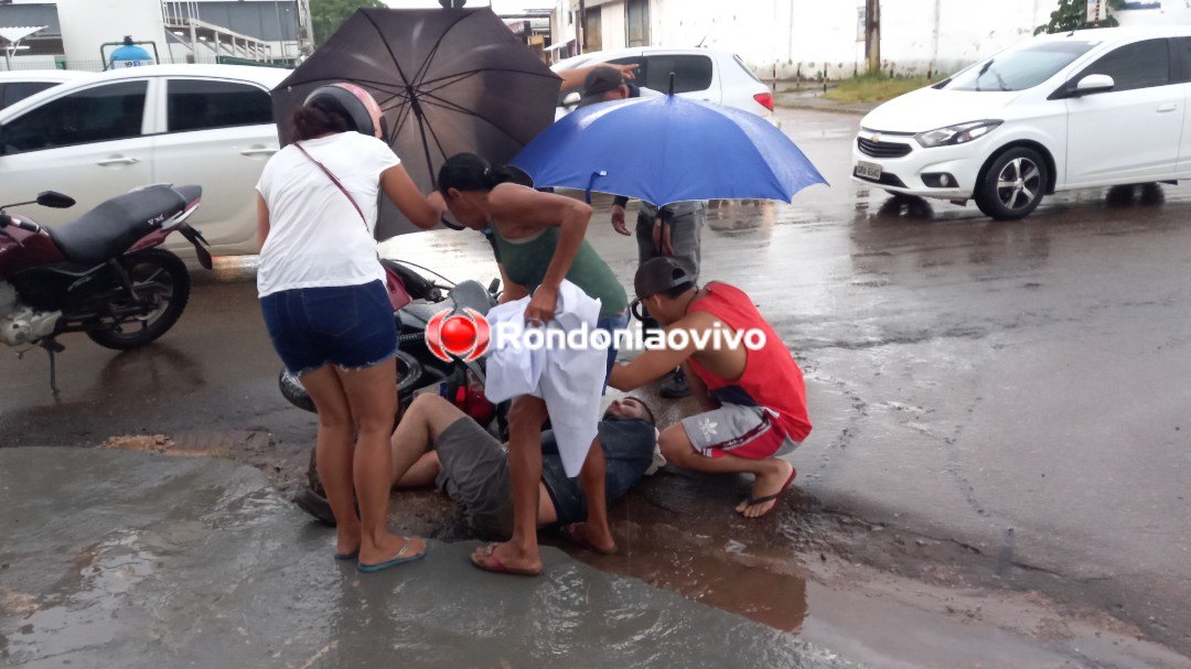 VÍDEO: Motociclista sofre grave acidente em colisão com carro na Raimundo Cantuária