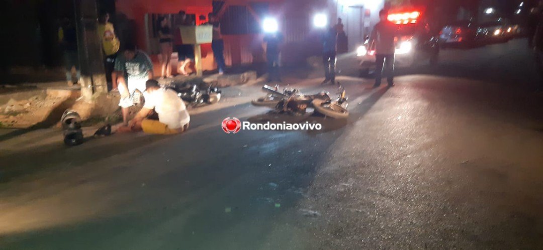 ACIDENTE: Três pessoas ficam feridas após colisão entre motocicletas em cruzamento