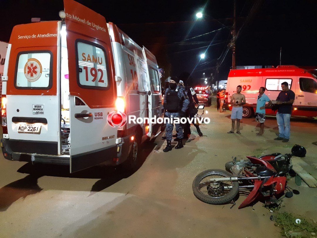 ULTRAPASSAGEM: Choque frontal entre motocicletas deixa homem com fratura exposta na perna