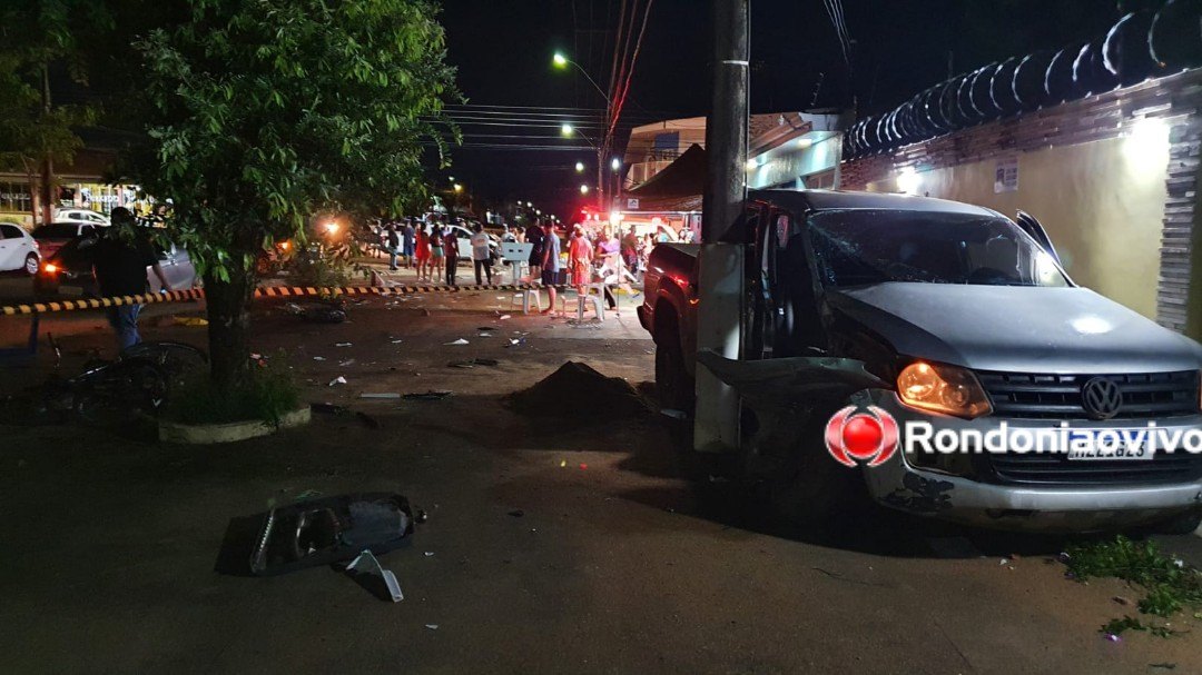 DESTRUIÇÃO: Motorista de caminhonete causa grave acidente durante fuga em Porto Velho
