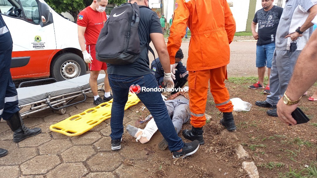 VÍDEO: Motociclista sofre fratura exposta após bater em carreta do DER