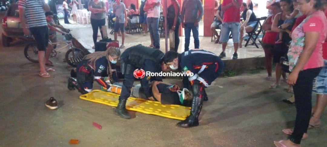 INVADIU: Grave acidente envolvendo duas motos deixa mulher com fratura na perna