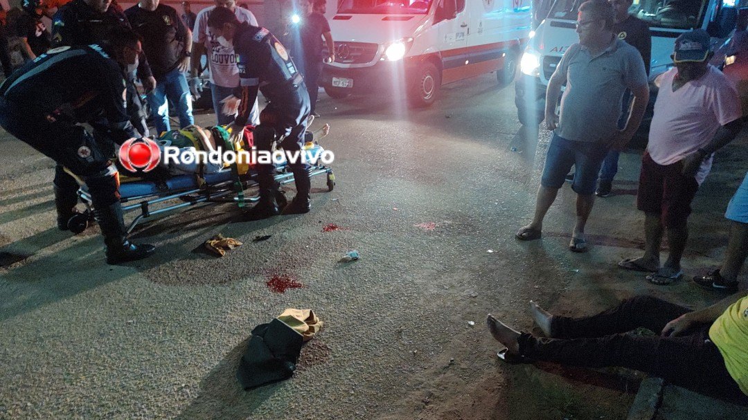 VÍDEO: Três pessoas ficam em estado grave após colisão entre motos