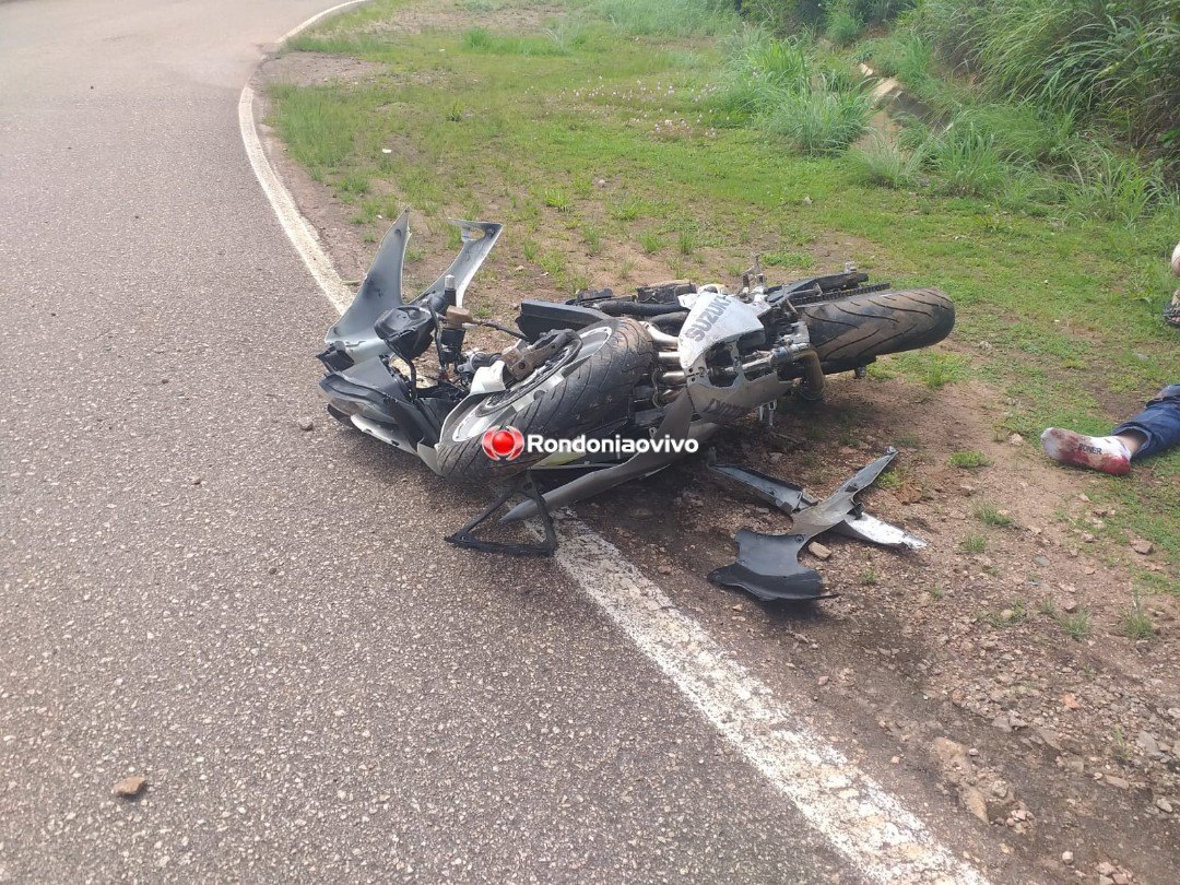 PERDEU O CONTROLE: Motociclista em Suzuki de alta potência sofre grave queda na entrada da usina 