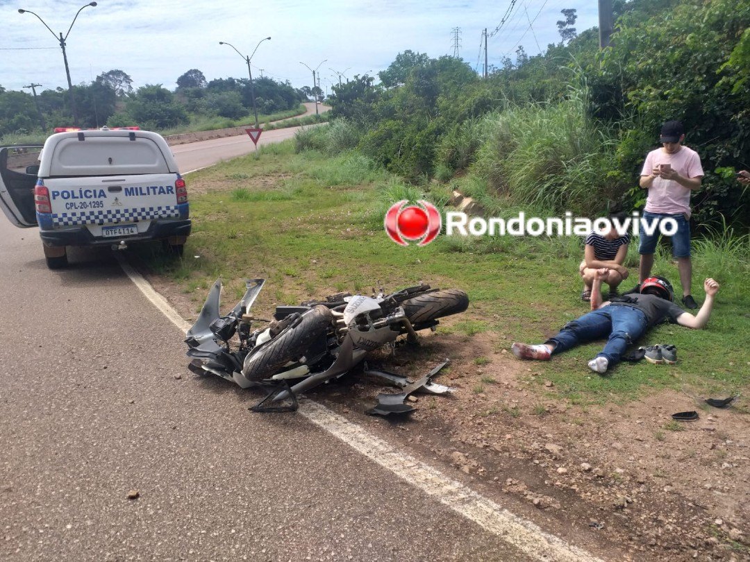 PERDEU O CONTROLE: Motociclista em Suzuki de alta potência sofre grave queda na entrada da usina 