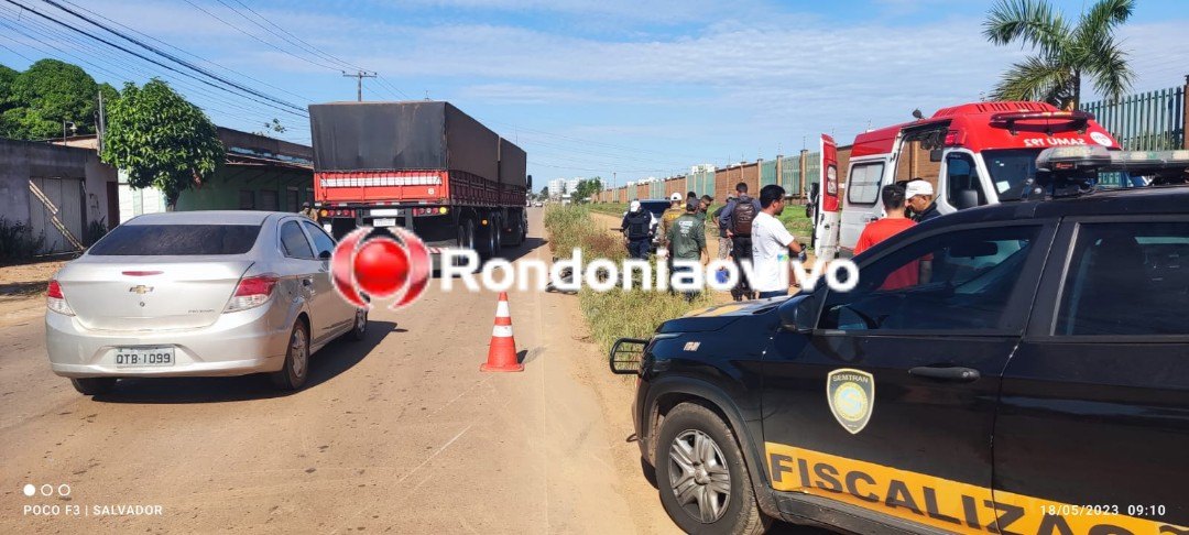 URGENTE: Motociclista fica com perna dilacerada após colisão frontal