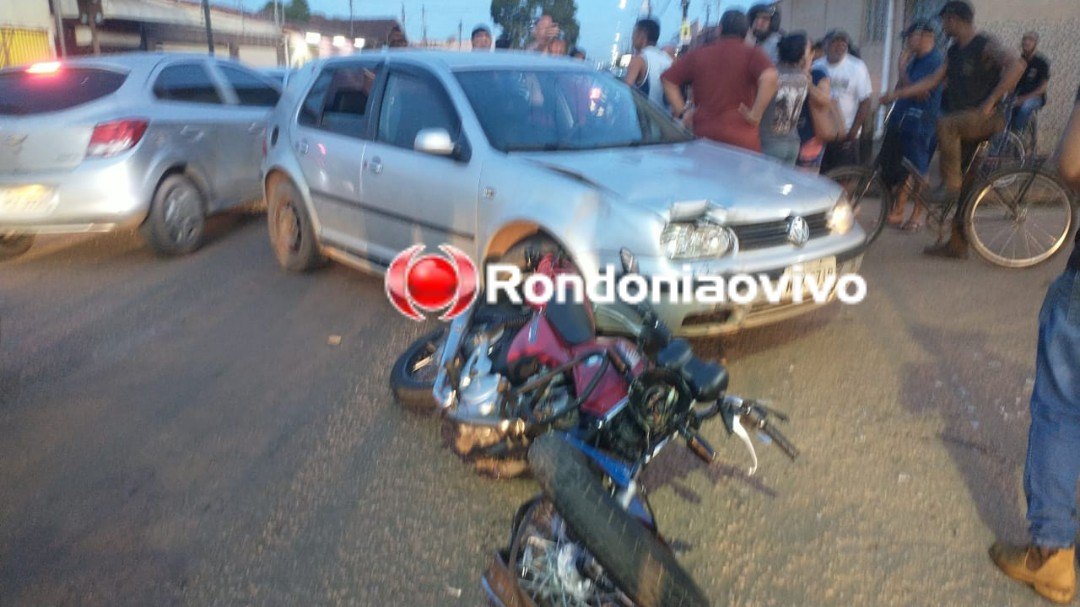VÍDEO: Carro tenta fazer conversão e causa acidente com motociclista 