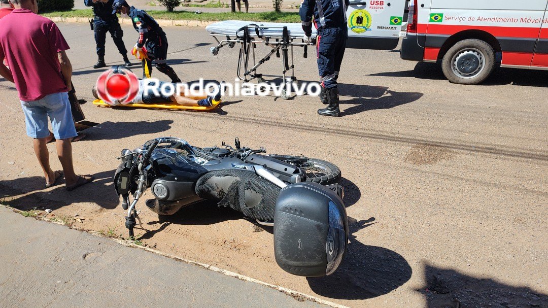 VÍDEO: Policial militar fica ferido após acidente envolvendo duas motocicletas 