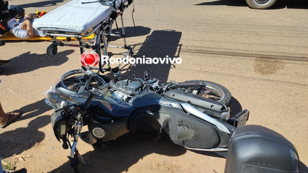 VÍDEO: Policial militar fica ferido após acidente envolvendo duas motocicletas 
