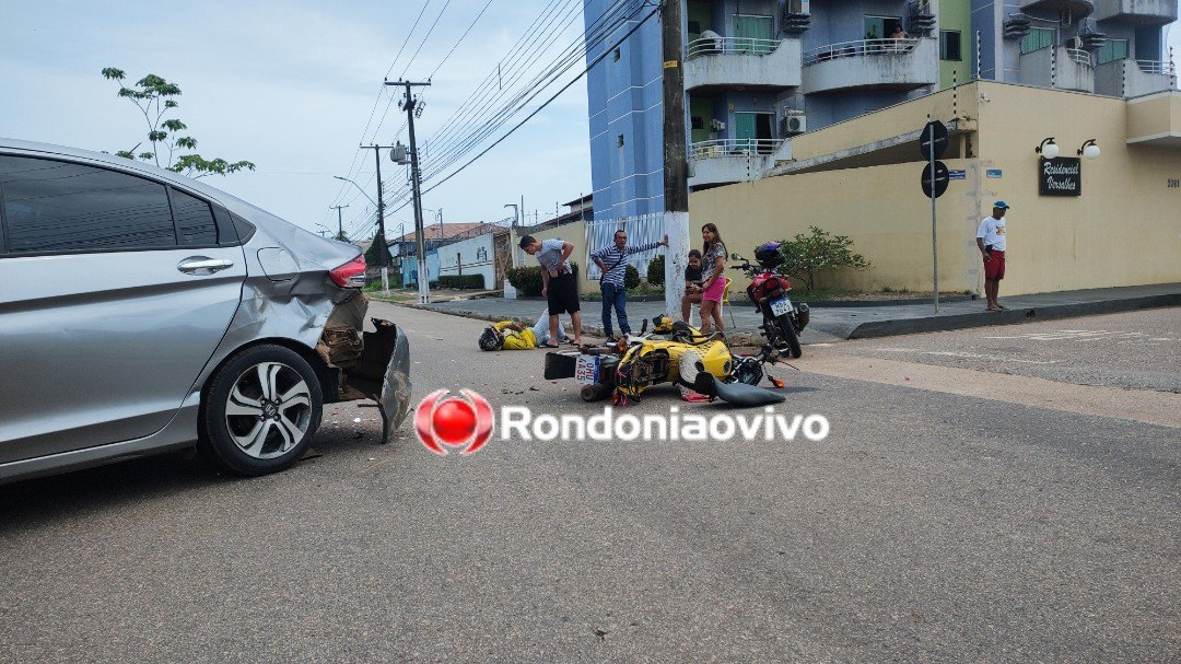 NA LAURO SODRÉ: Mototaxista fica ferido após colisão contra carro Honda City 