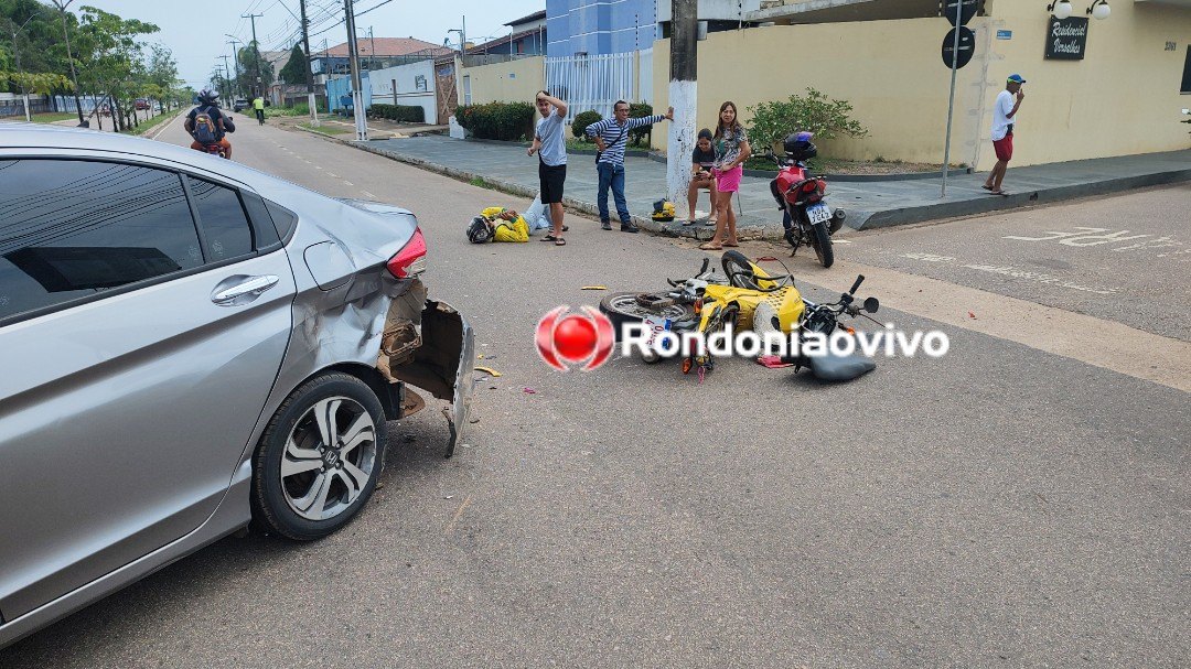 NA LAURO SODRÉ: Mototaxista fica ferido após colisão contra carro Honda City 