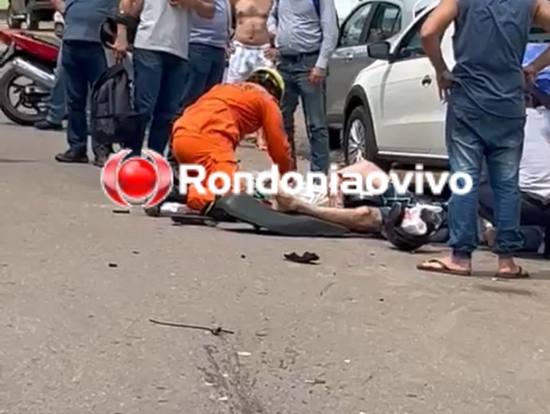 NA DOM PEDRO: Motociclista sofre gravíssima fratura exposta após ser arrastado por HR-V 