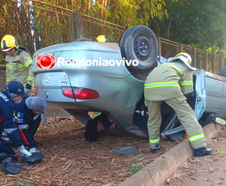 PERDEU O CONTROLE: Casal fica em estado grave após capotamento de veículo na zona Sul