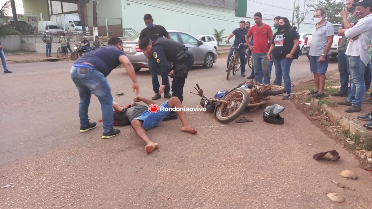 ASSISTA AO VÍDEO: Motociclista fica em estado grave após acidente com caminhonete