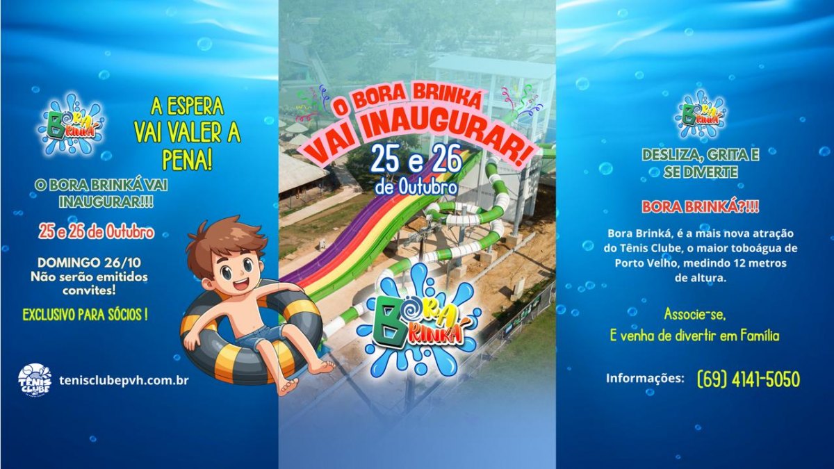 BORA BRINKÁ: Tênis Clube inaugura o maior toboágua de Porto Velho