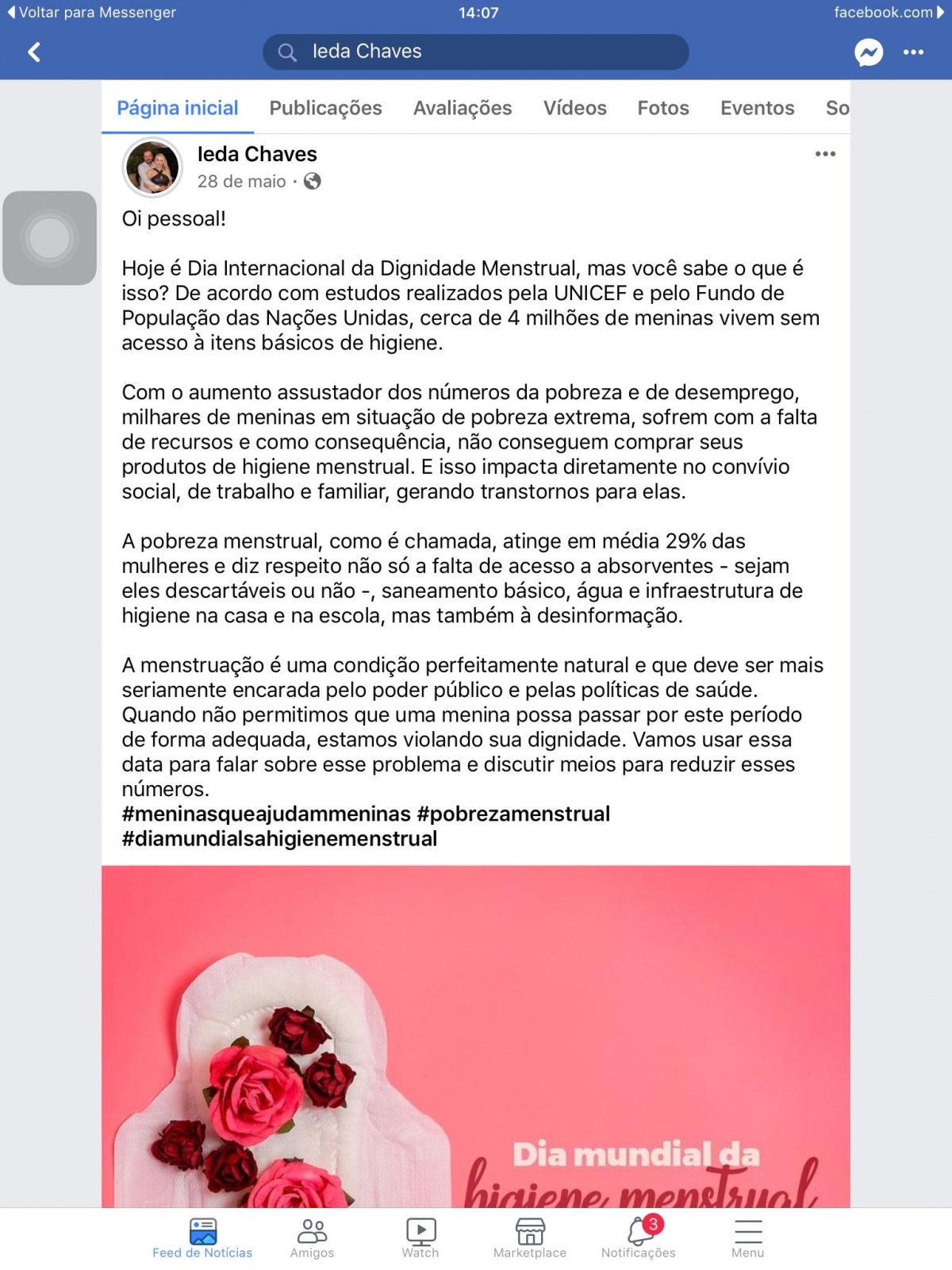 POBREZA MENSTRUAL: Ieda Chaves enaltece Legislativo por aprovar lei que garante absorventes