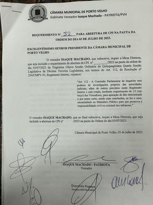 ISAQUE MACHADO: Vereador solicita CPI para investigar aumento dos preços dos combustíveis em PVH