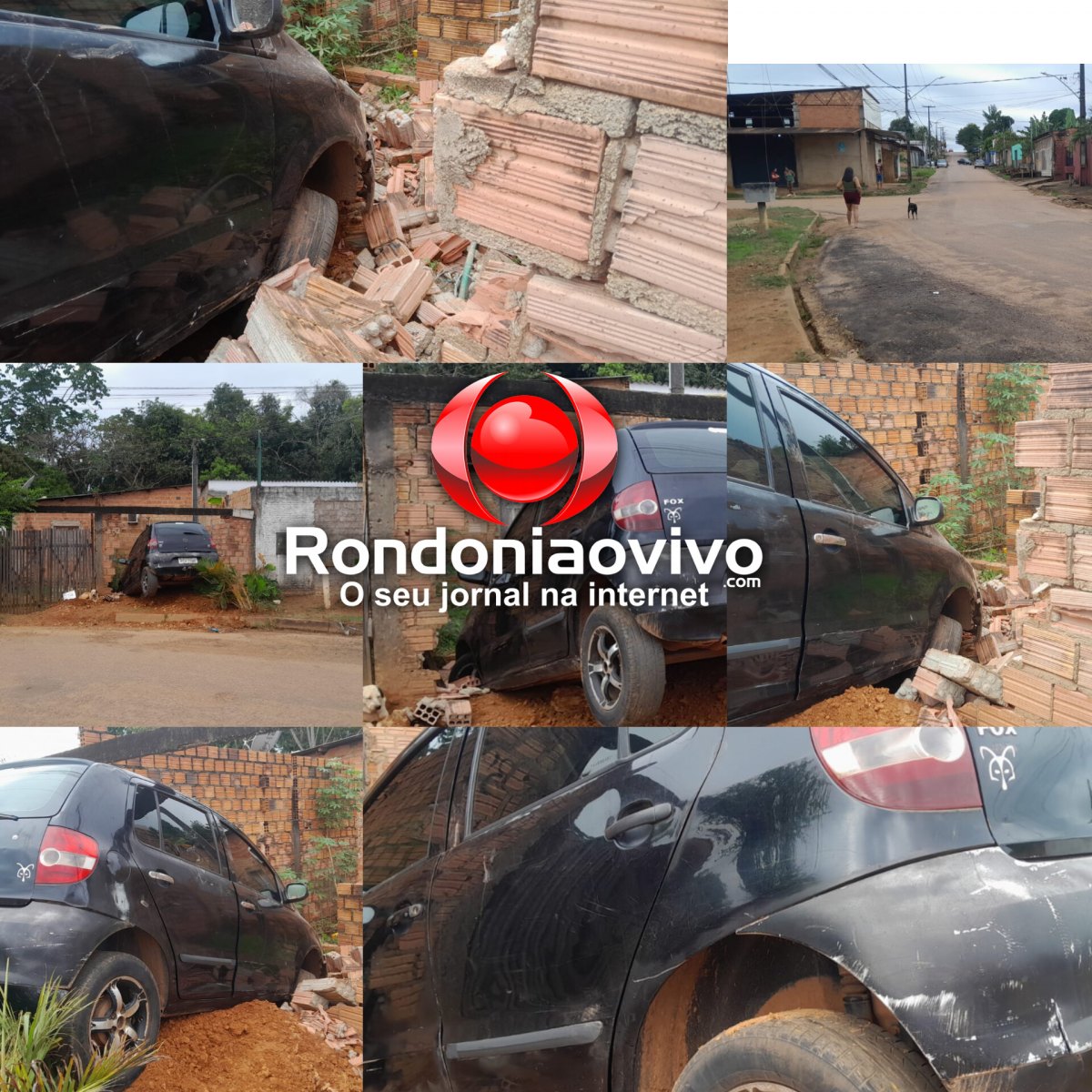 FOX DESGOVERNADO: Motorista destrói muro de residência e foge a pé na zona Sul