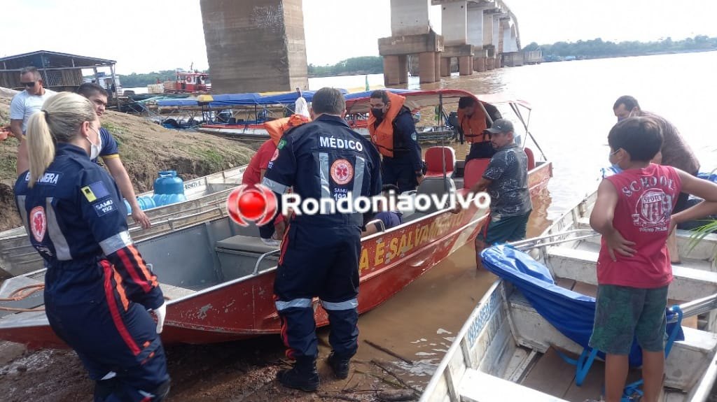 ACIDENTAL: Homem baleado é socorrido pelo Samu às margens do rio Madeira na capital