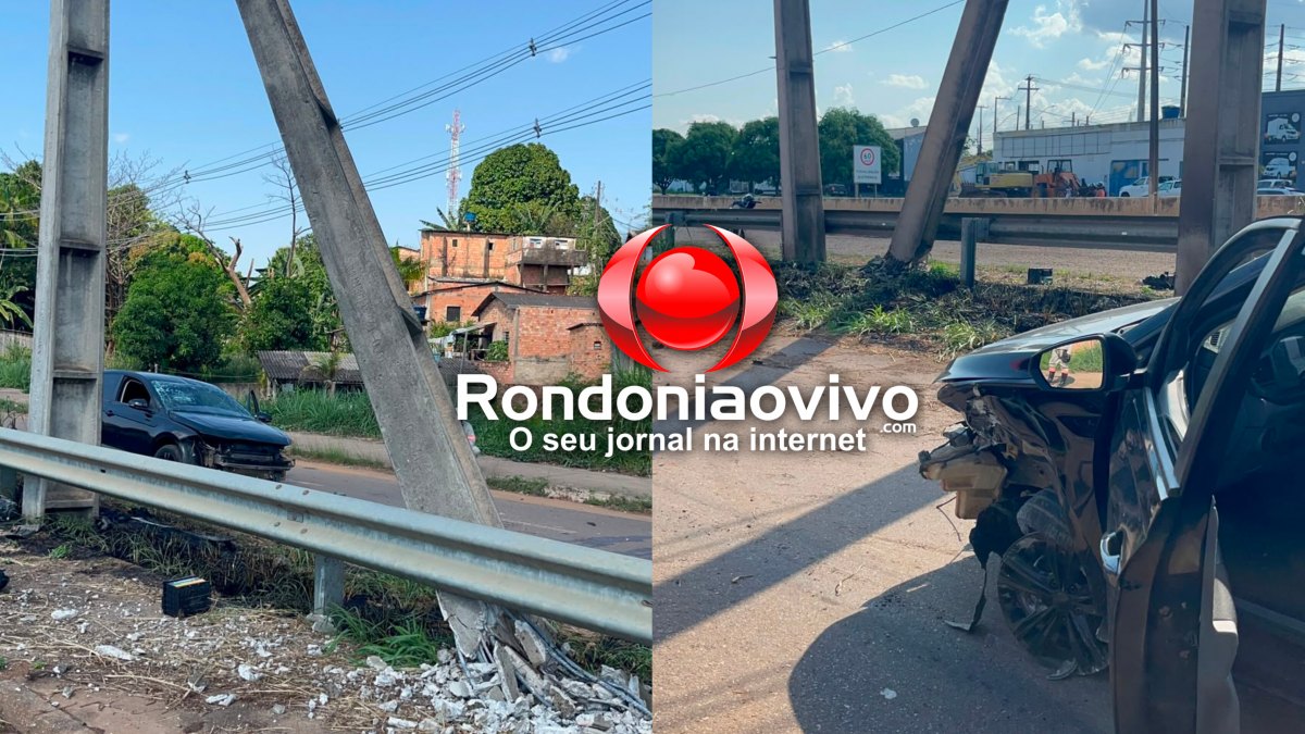 MAIS UM: Polo atinge outro poste e motorista foge na Rua da Beira