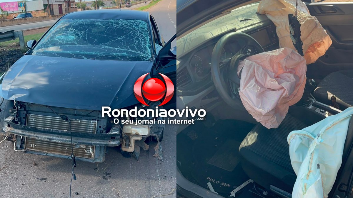 MAIS UM: Polo atinge outro poste e motorista foge na Rua da Beira