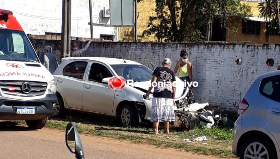 AVANÇOU: Mulher fica em estado grave após acidente envolvendo carro e moto na '7'