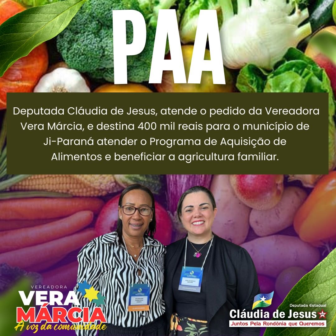 JI-PARANÁ: Deputada destina R$ 400 mil em emendas para fortalecer a agricultura familiar