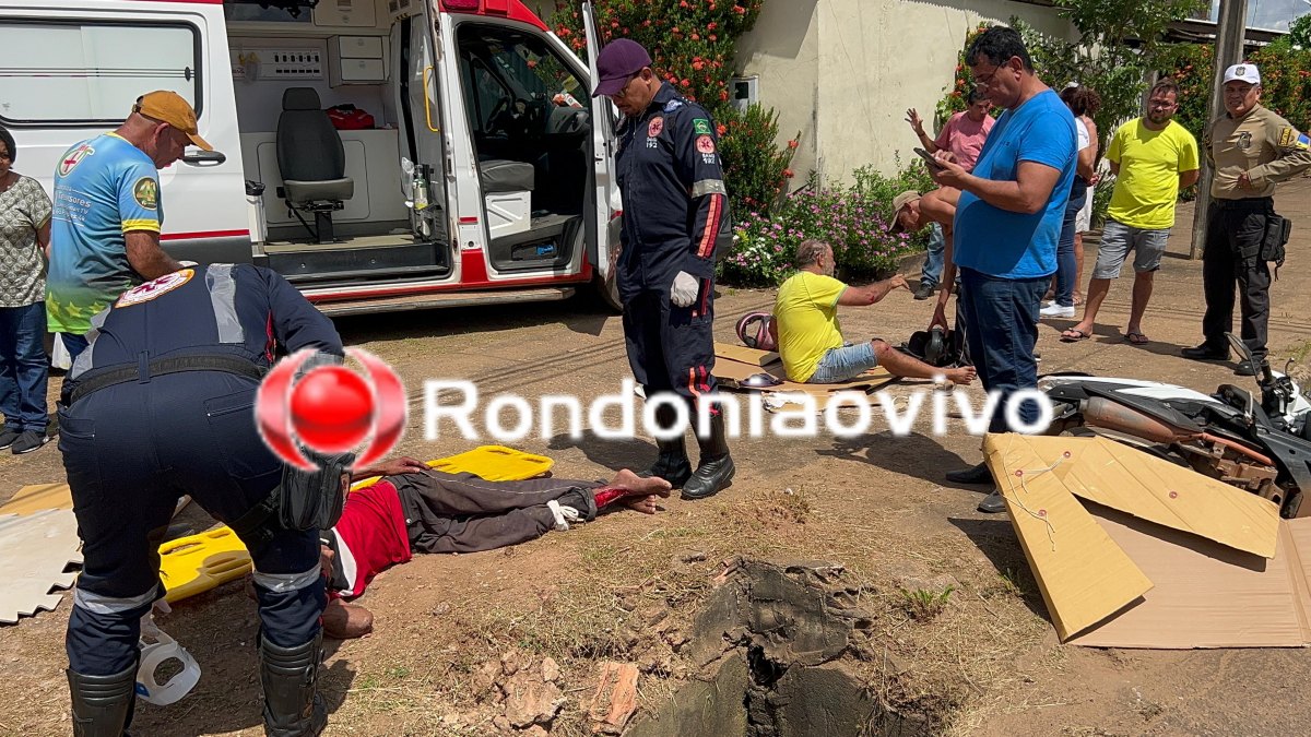 ATROPELADOS: Deficiente e passageiro ficam gravemente feridos em acidente de moto com carreta