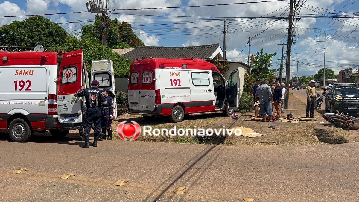 ATROPELADOS: Deficiente e passageiro ficam gravemente feridos em acidente de moto com carreta