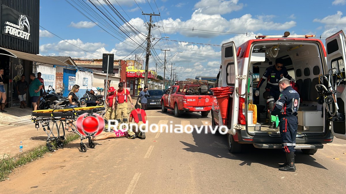VÍDEO: Pedestre e motociclista ficam gravemente feridos em atropelamento