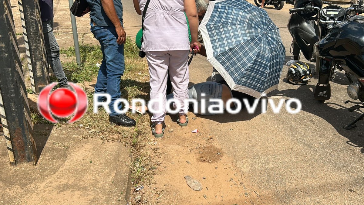 ATROPELOU: Mulher avança cruzamento e deixa motociclista gravemente ferida