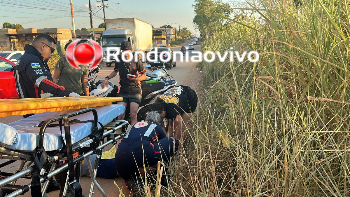 BATIDA LATERAL: Acidente entre carro e moto deixa dois feridos na Estrada dos Japoneses