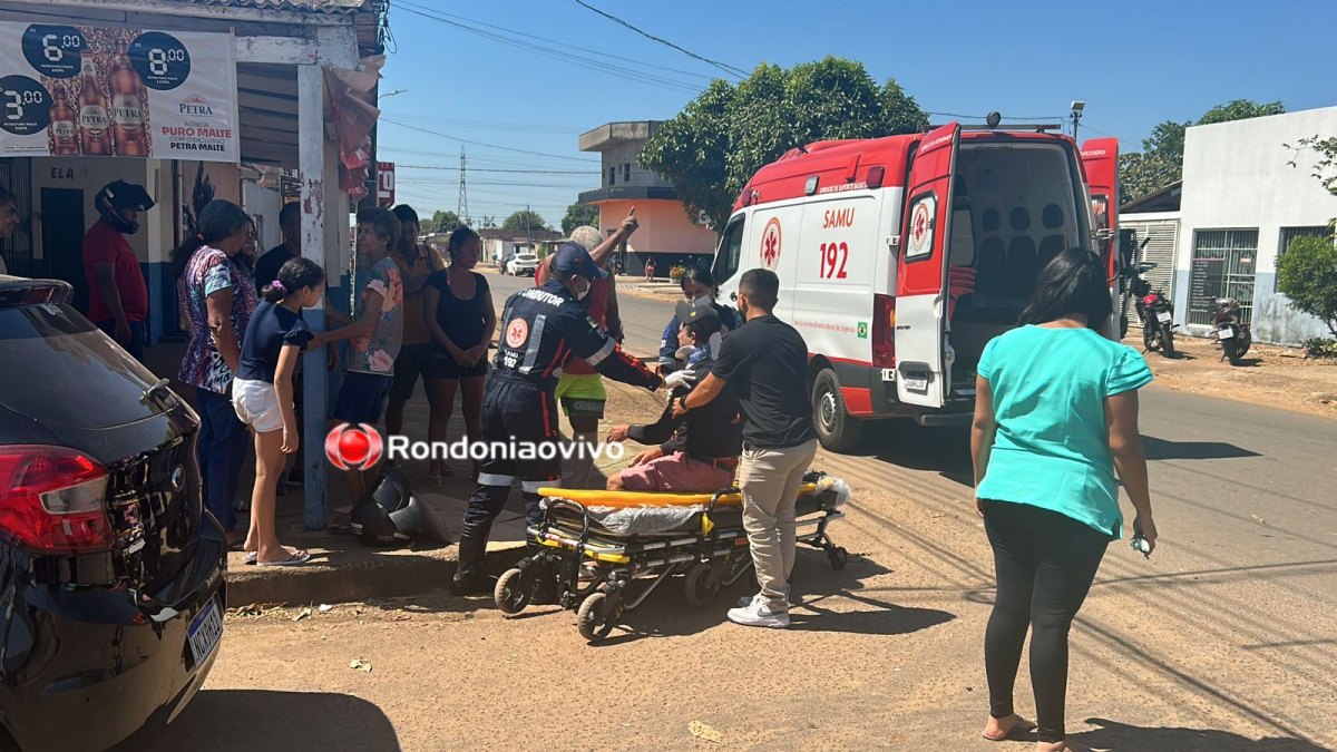 DESMAIOU: Motociclista fica seriamente ferido após mulher avançar preferencial