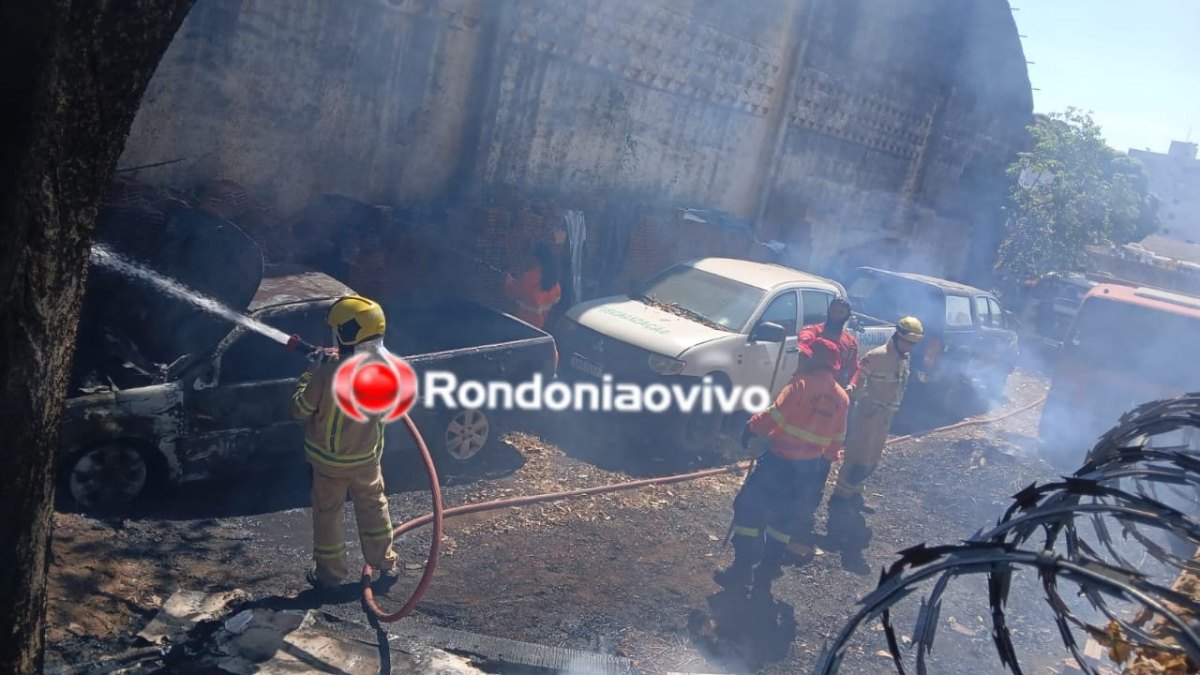 PEGOU FOGO: Carro é destruído por incêndio em garagem do Governo  - VÍDEO 