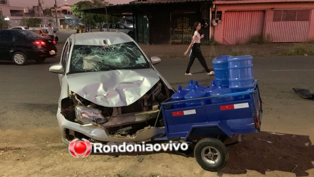 NO EMBRATEL: Entregador de água sofre grave acidente ao tentar fazer conversão 