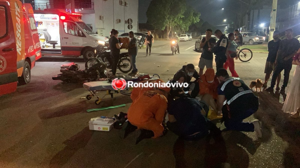 MULHER FERIDA: Motorista avança cruzamento e provoca gravíssimo acidente com motoboy 