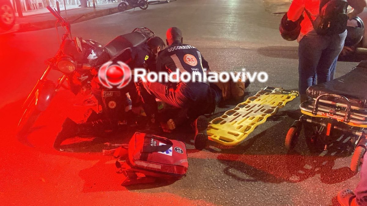 CARRO AVANÇOU: Motociclista sofre fratura na perna após grave acidente na Calama