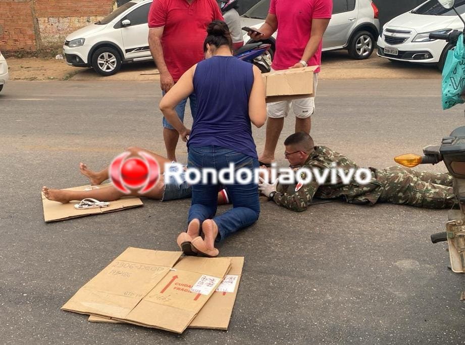 ULTRAPASSAGEM: Motociclista é atropelada por carro na região Central de Porto Velho 