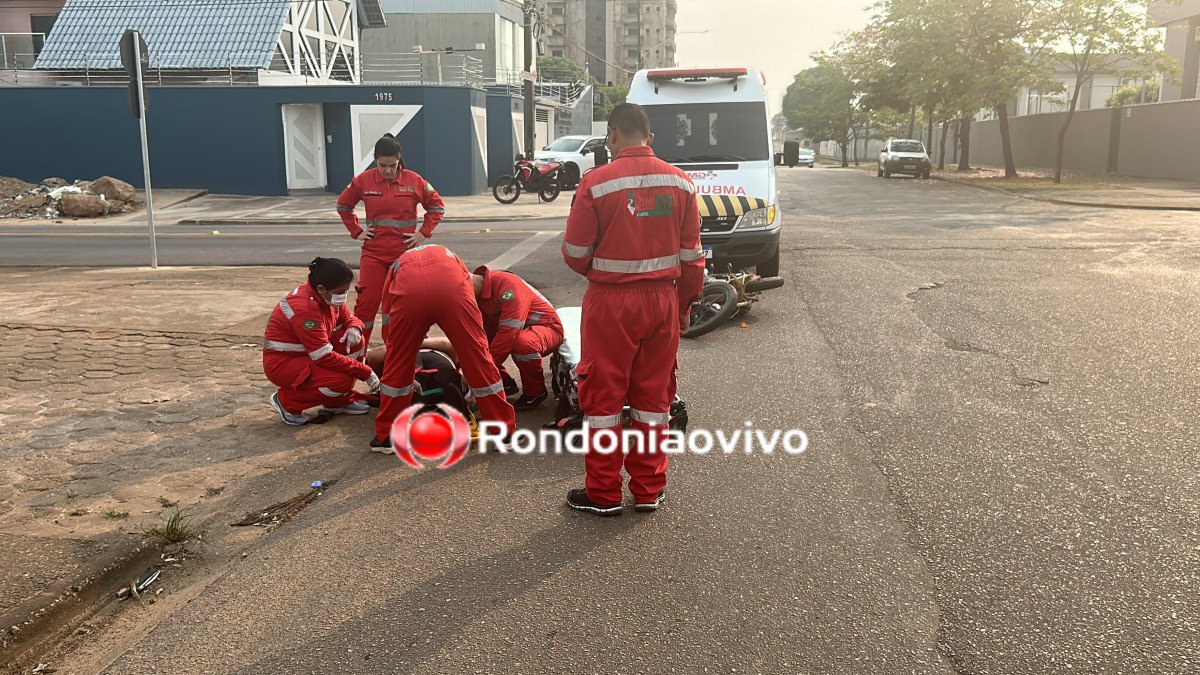 NA 7 DE SETEMBRO: Condutor de moto foge após causar acidente e deixar mulher lesionada