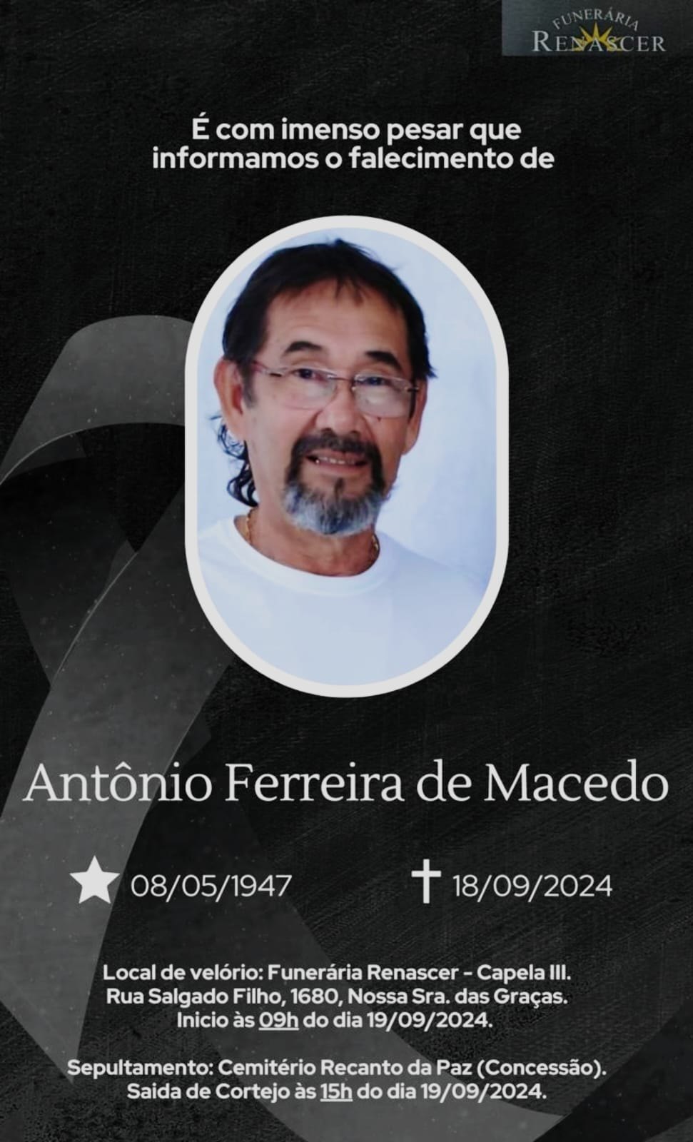 LUTO: Nota de pesar pelo falecimento de pai de policial civil da Homicídios 